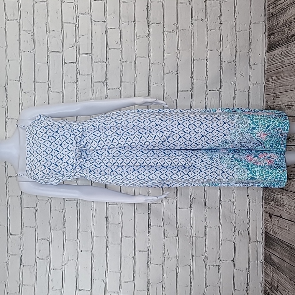 Lilly Pulitzer Geometric Blue and White Jumpsuit